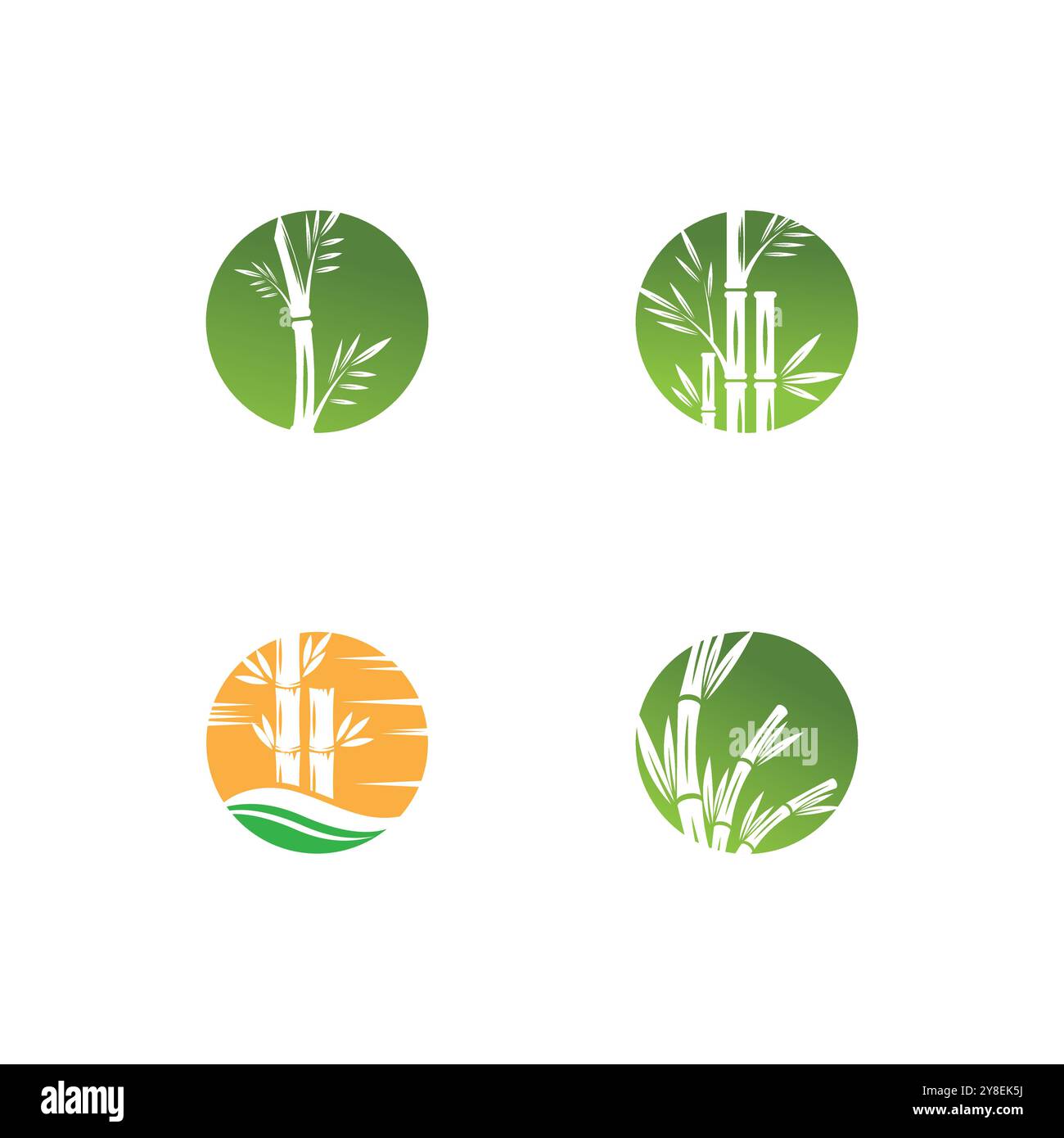 Bamboo with green leaf logo ilustration vector template Stock Vector
