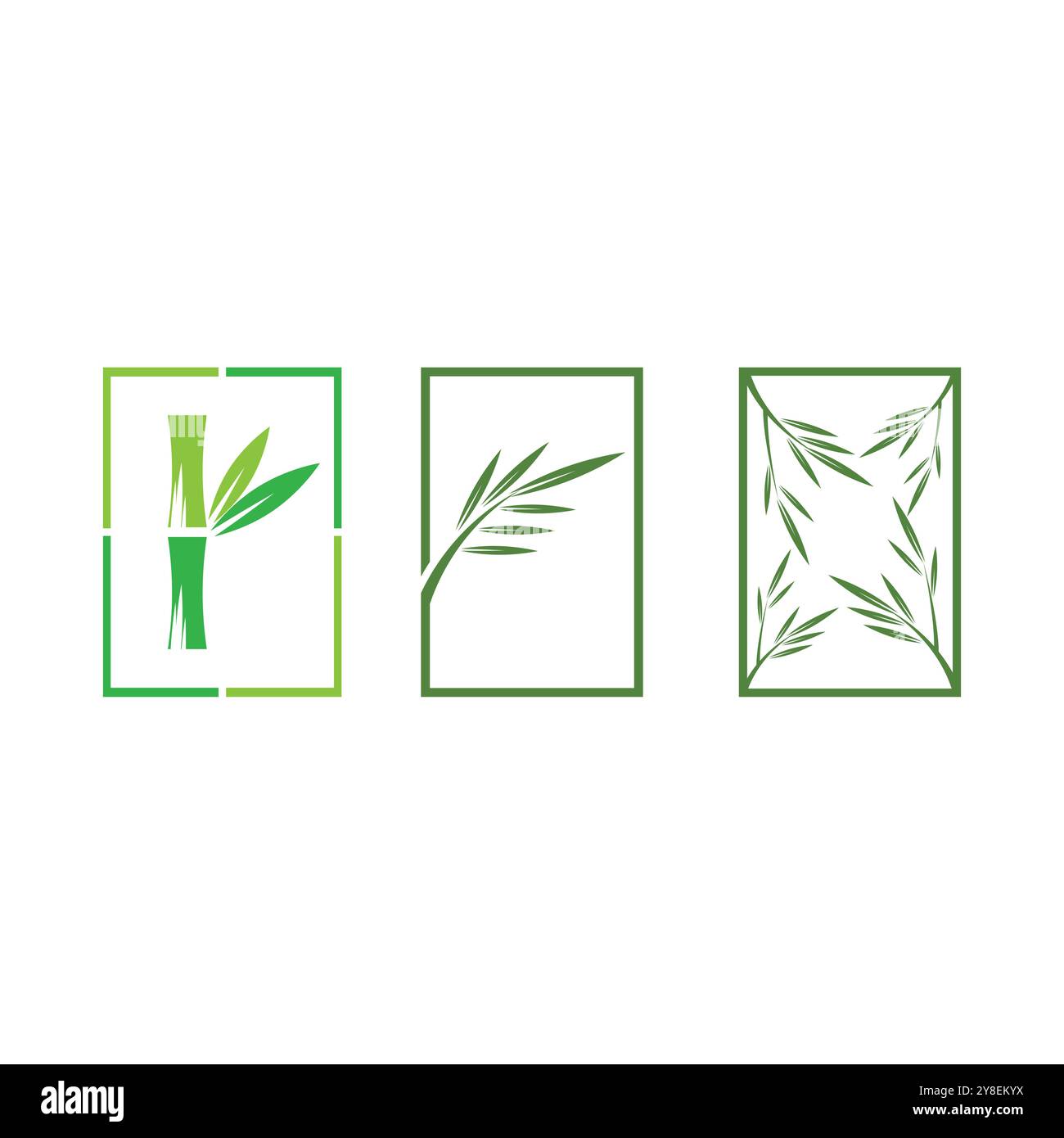 Bamboo with green leaf logo ilustration vector template Stock Vector