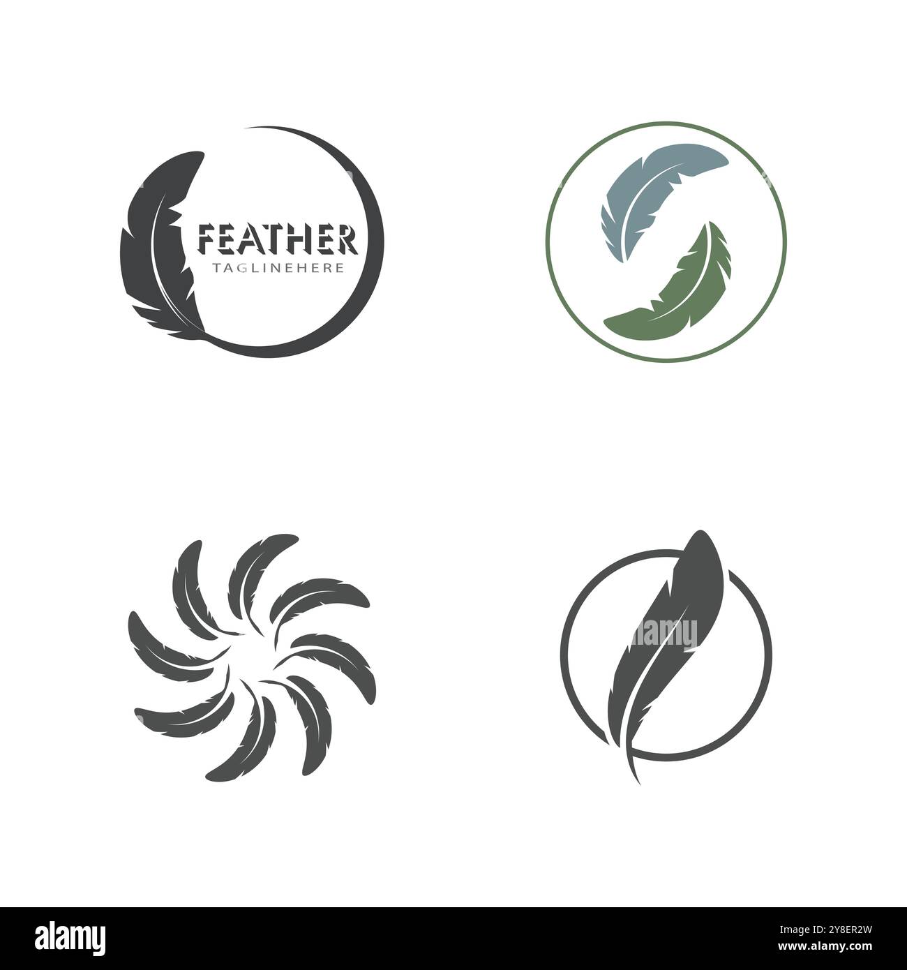 feather logo vector template and symbol design Stock Vector