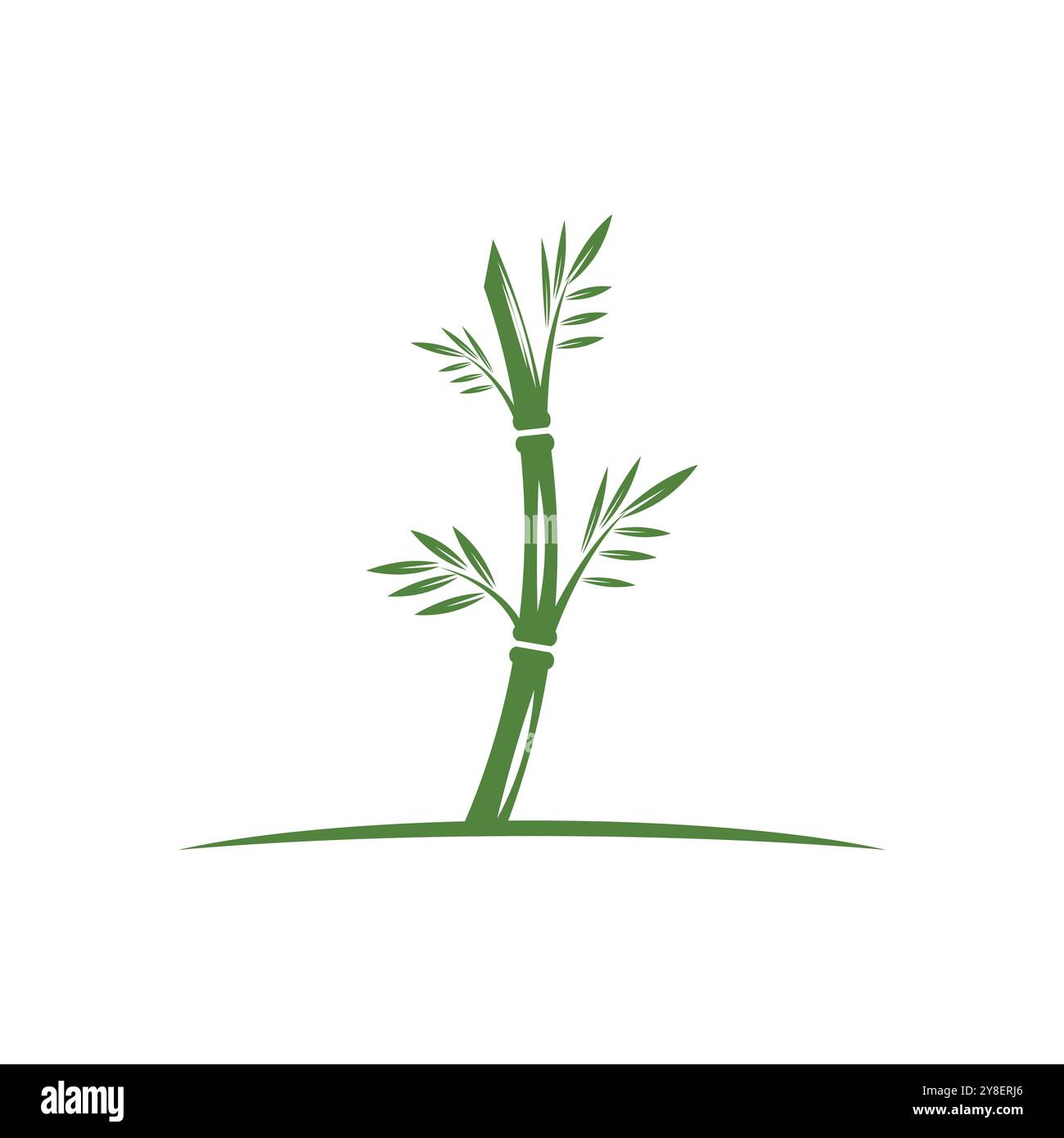 Bamboo with green leaf logo ilustration vector template Stock Vector