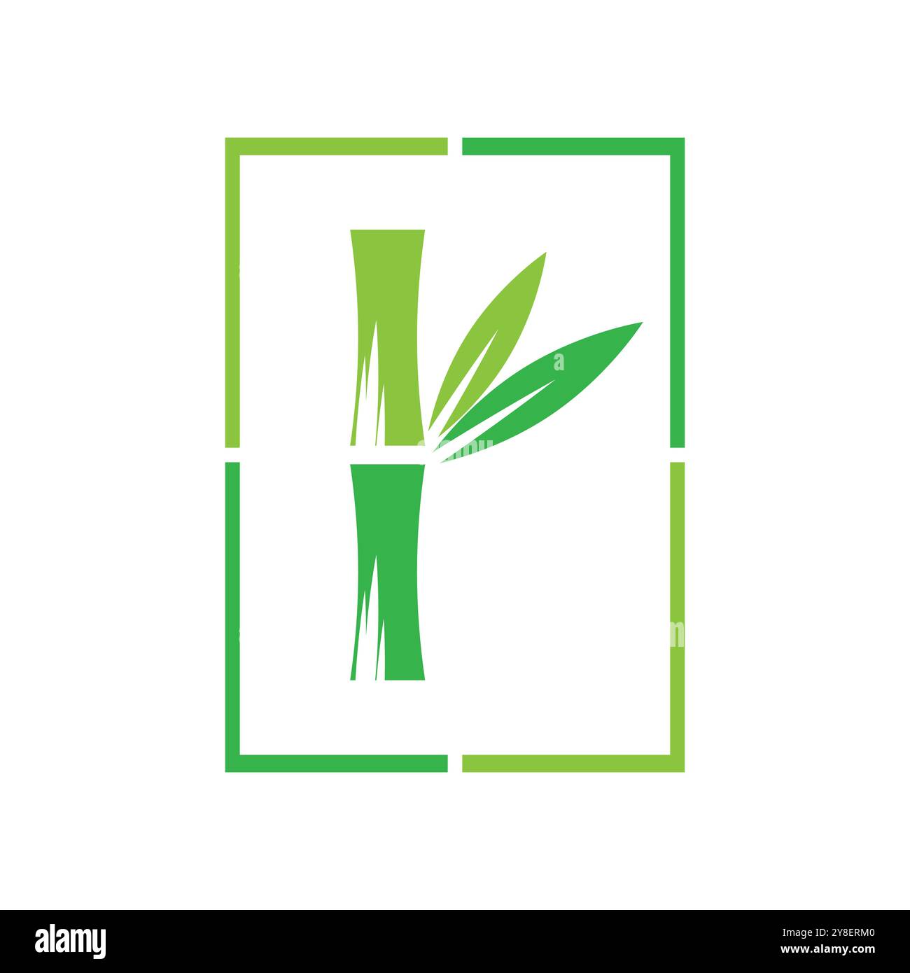 Bamboo with green leaf logo ilustration vector template Stock Vector