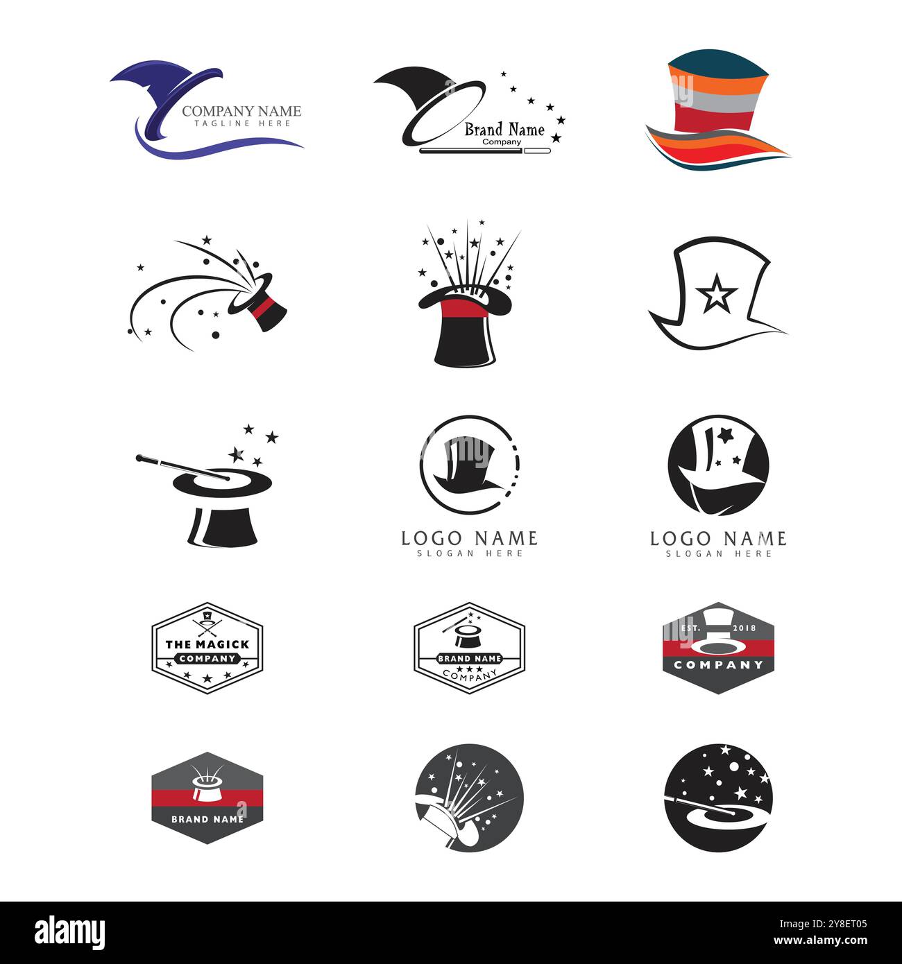 Wand magic hat Logo Template vector symbol design Stock Vector