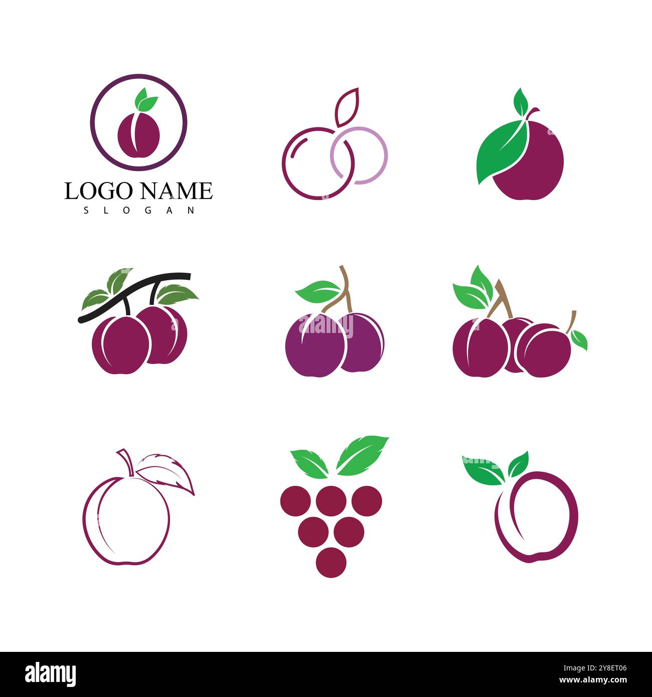 Plum logo vector icon design template Stock Vector