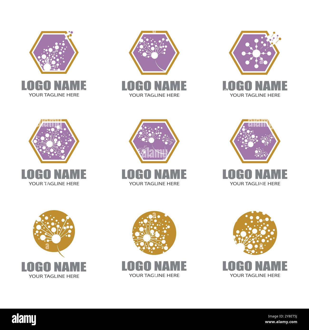 Dandelion flower logo vector and symbol template Stock Vector