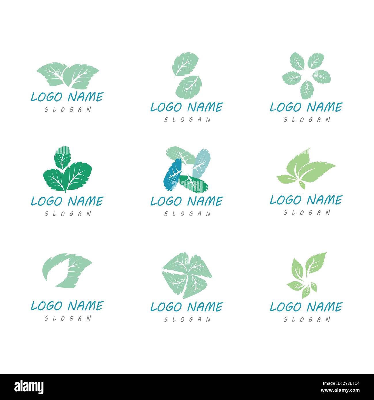 Mint leaves flat vector color icon template illustration design Stock Vector