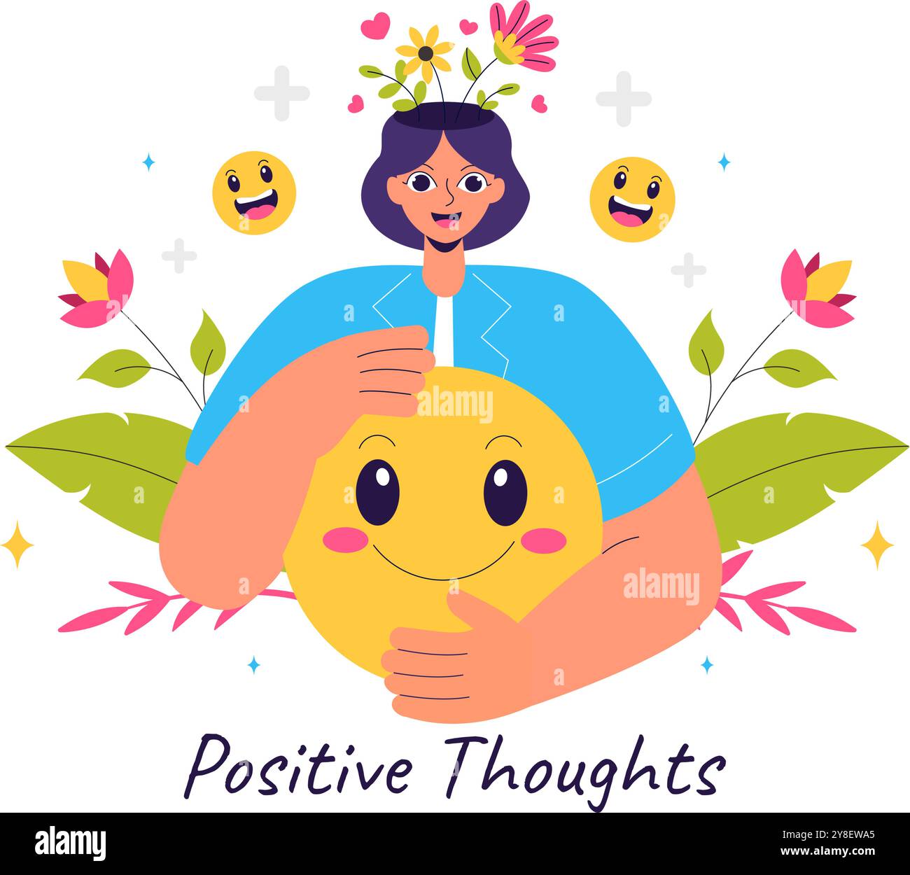 Positive Thoughts Vector Illustration featuring a Positive Mindset ...