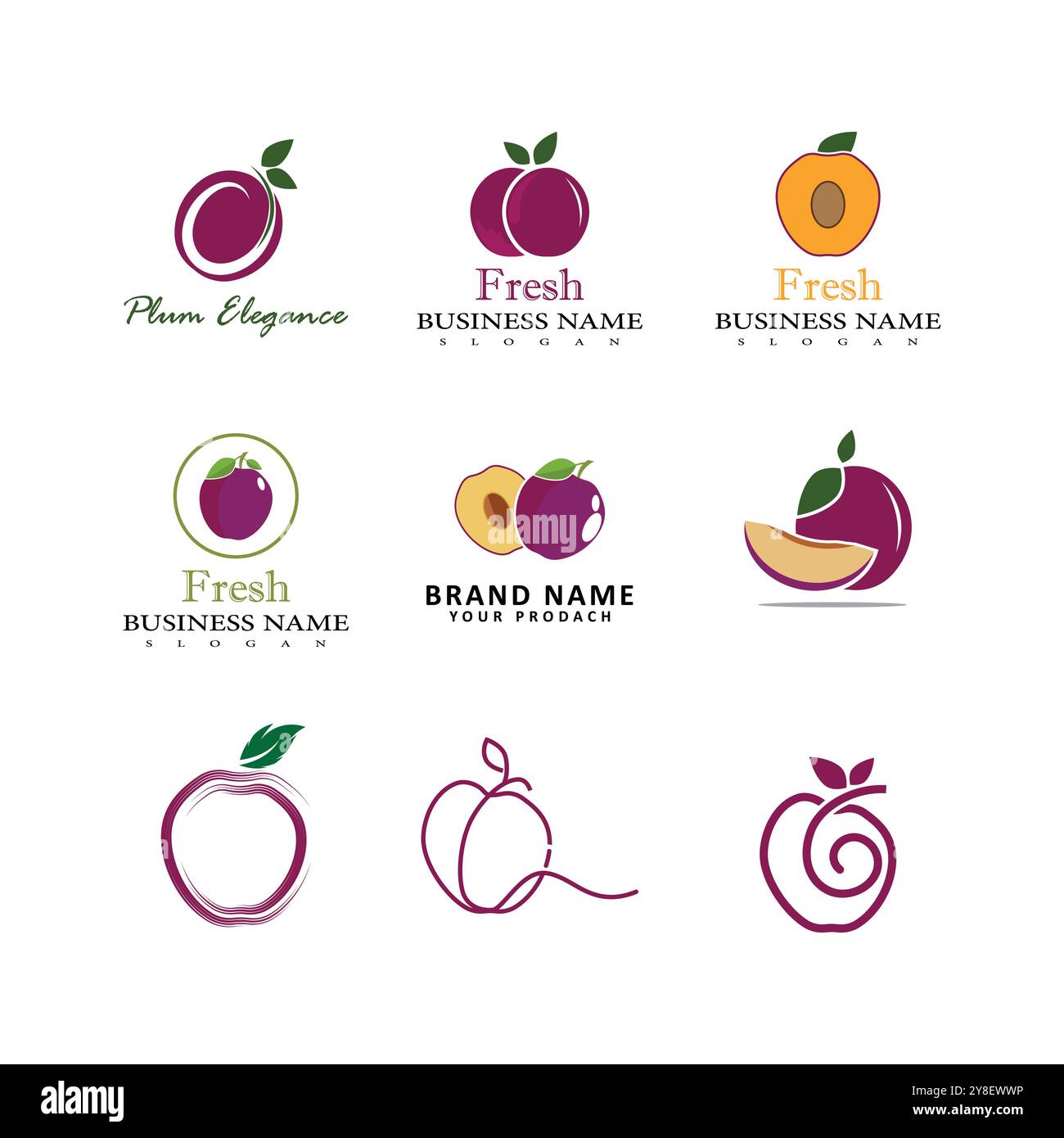 Plum logo vector icon design template Stock Vector