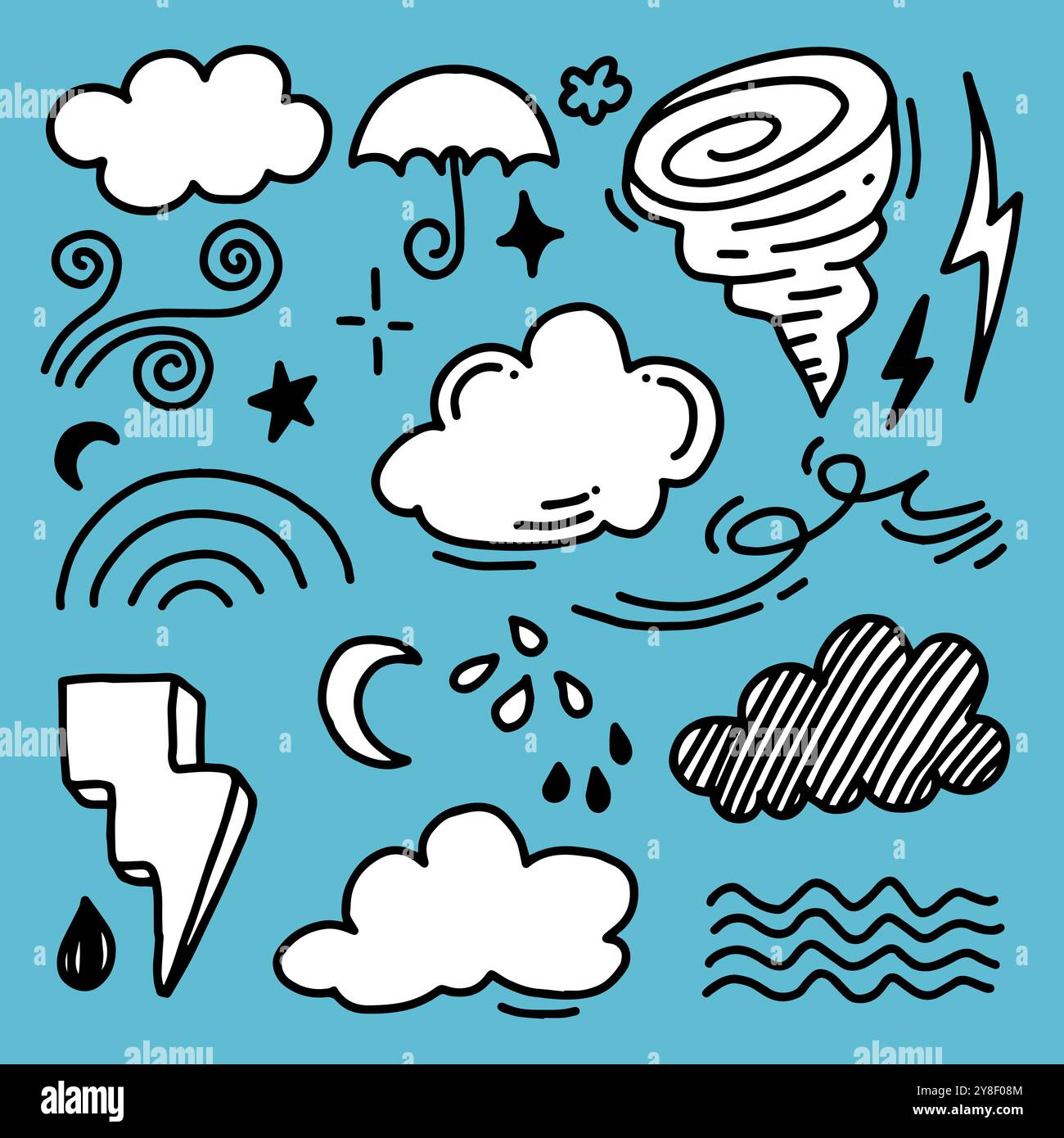 Cloud set weather style doodles hi-res stock photography and images - Alamy