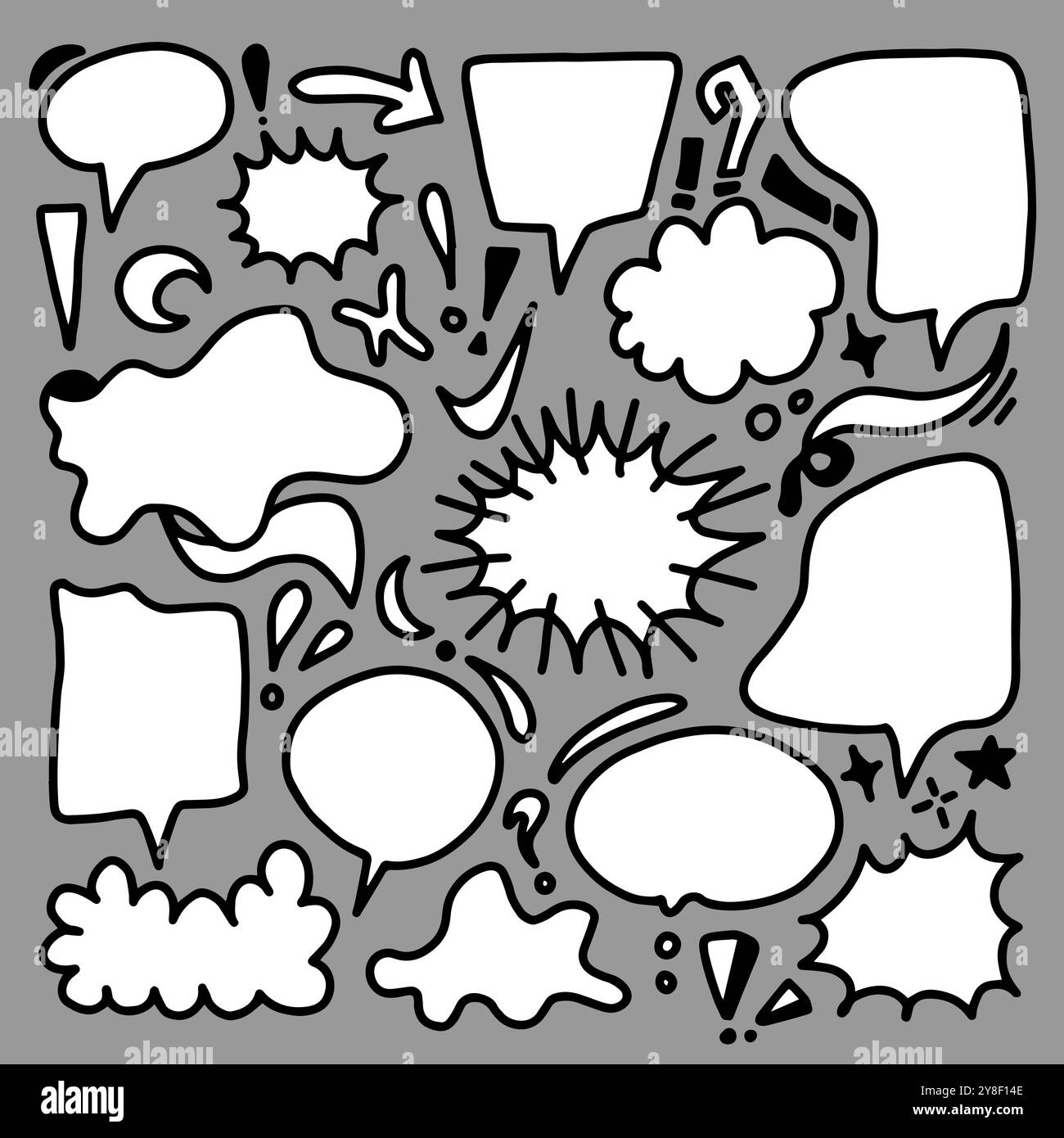 Set of hand drawn sketch Speech bubbles. Vector illustration Stock ...