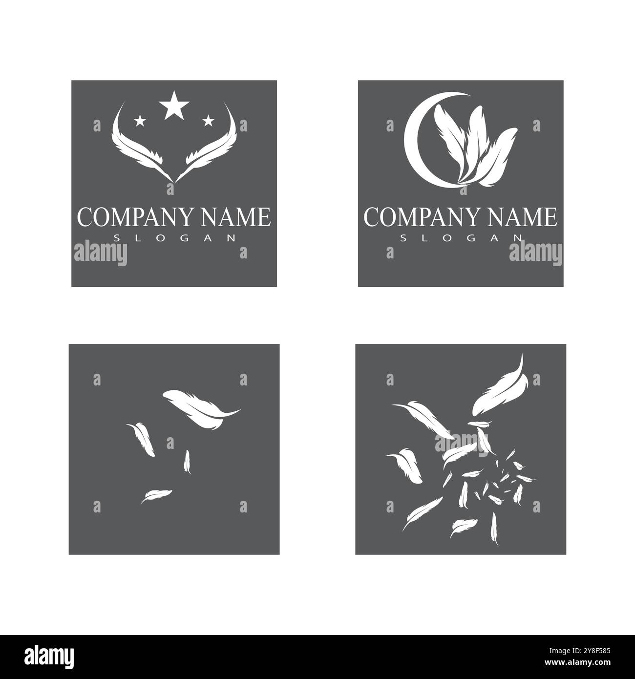Set Feathers Logo Template vector symbol nature Stock Vector