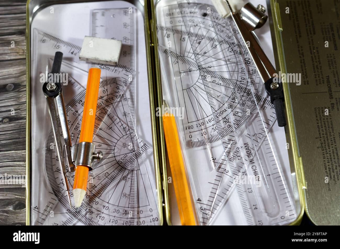Mathematical instrument box, geometry set in metal case for students in ...