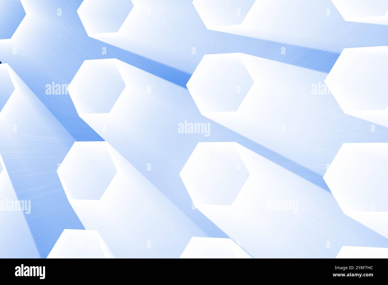 Abstract illustration of 3d hexagonal shapes against blue background ...