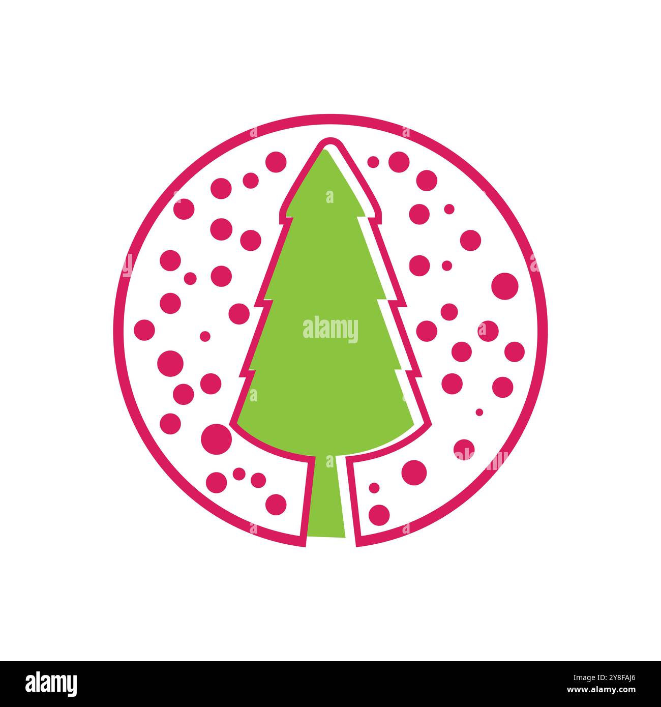 Pine tree illustration vector flat design template Stock Vector