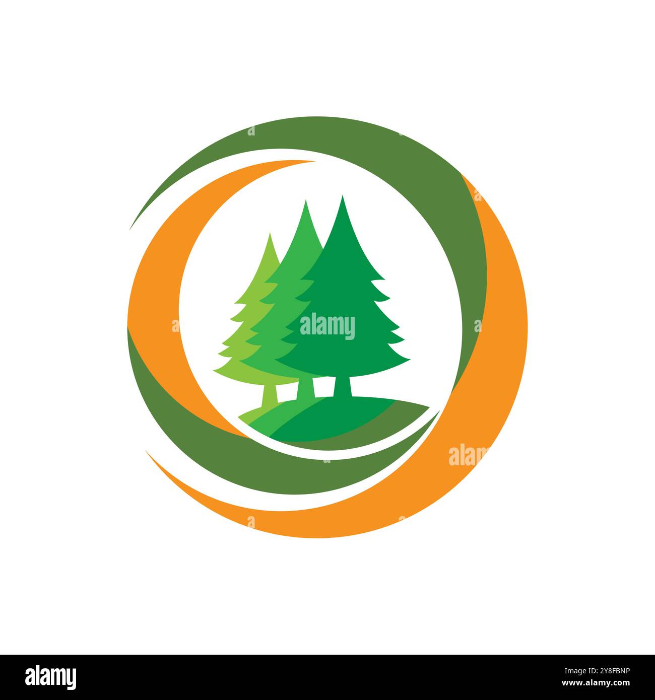 Pine tree illustration vector flat design template Stock Vector