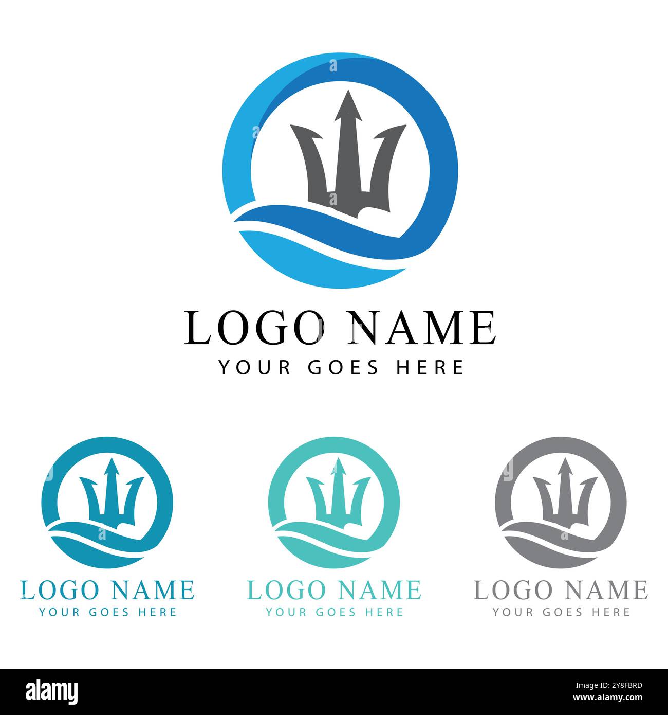 Trident Logo Template vector icon illustration design Stock Vector
