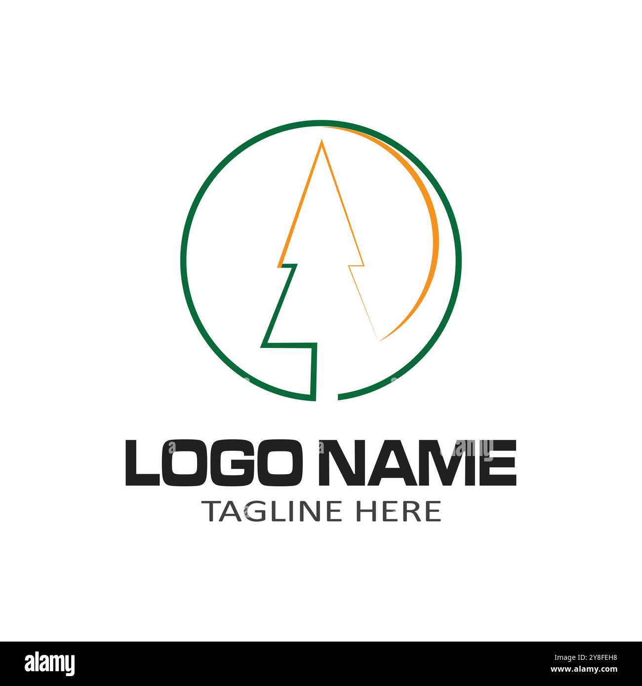Pine tree illustration vector flat design template Stock Vector