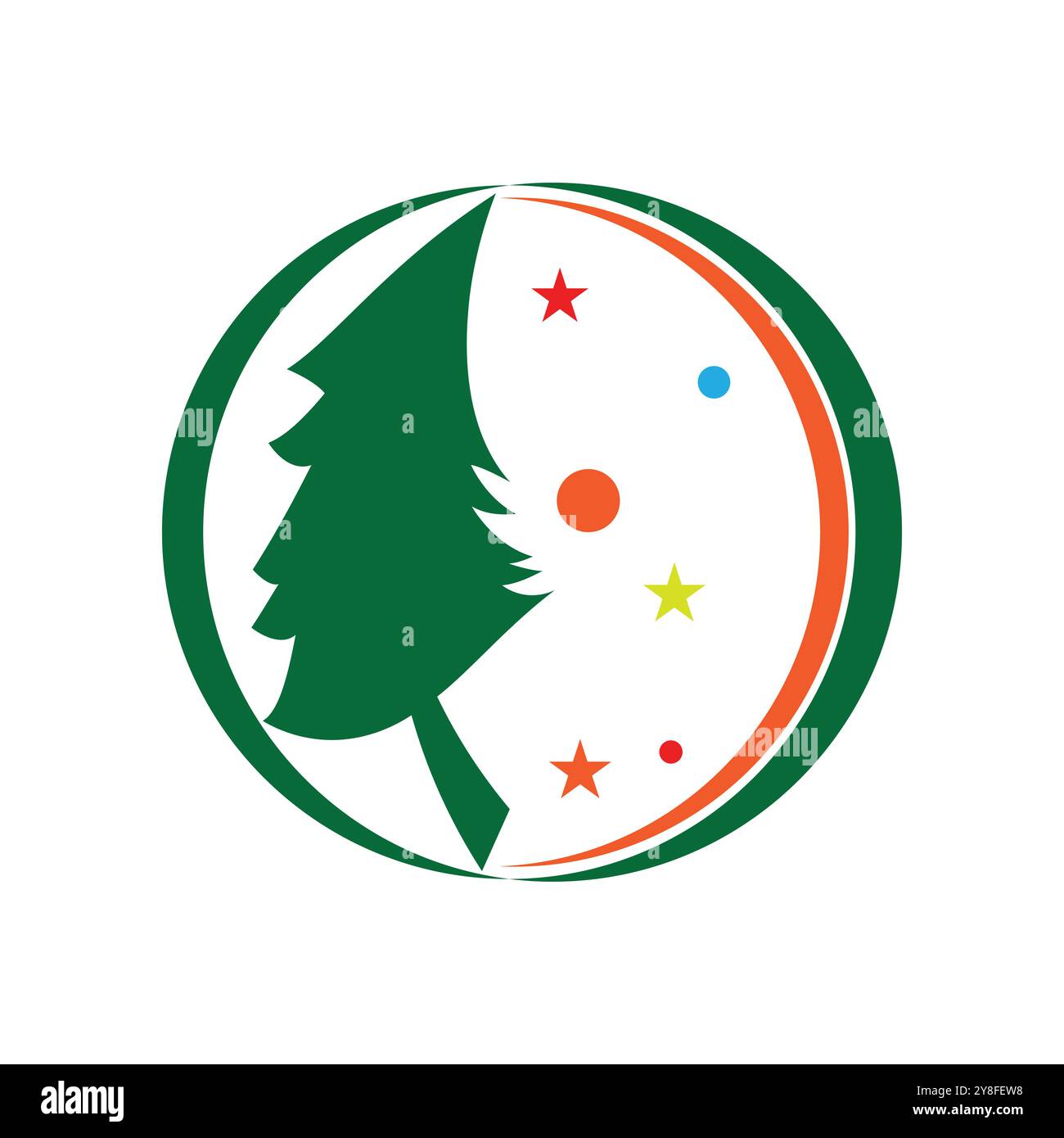 Pine tree illustration vector flat design template Stock Vector