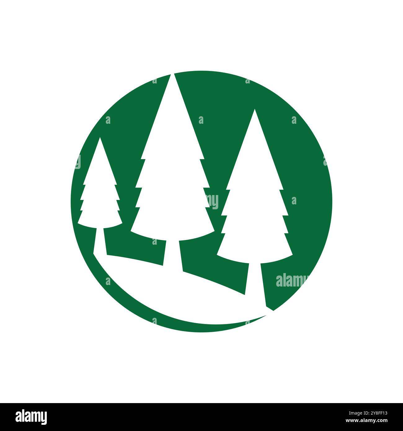 Pine tree illustration vector flat design template Stock Vector