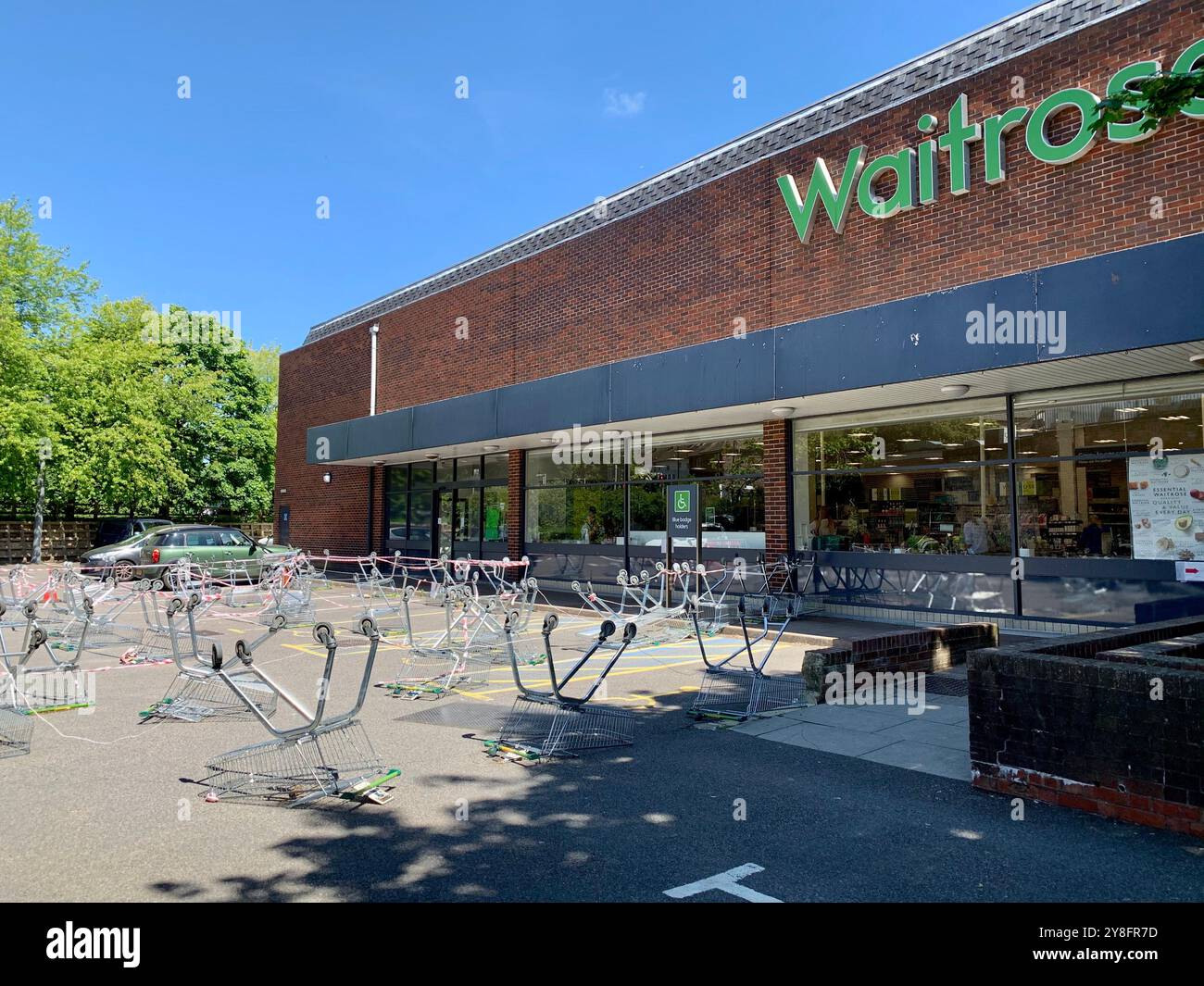 Waitrose car park during Covid 19 Coronavirus pandemic, Lewes, East Sussex, U.K. - Smartphone Captured Stock Image
