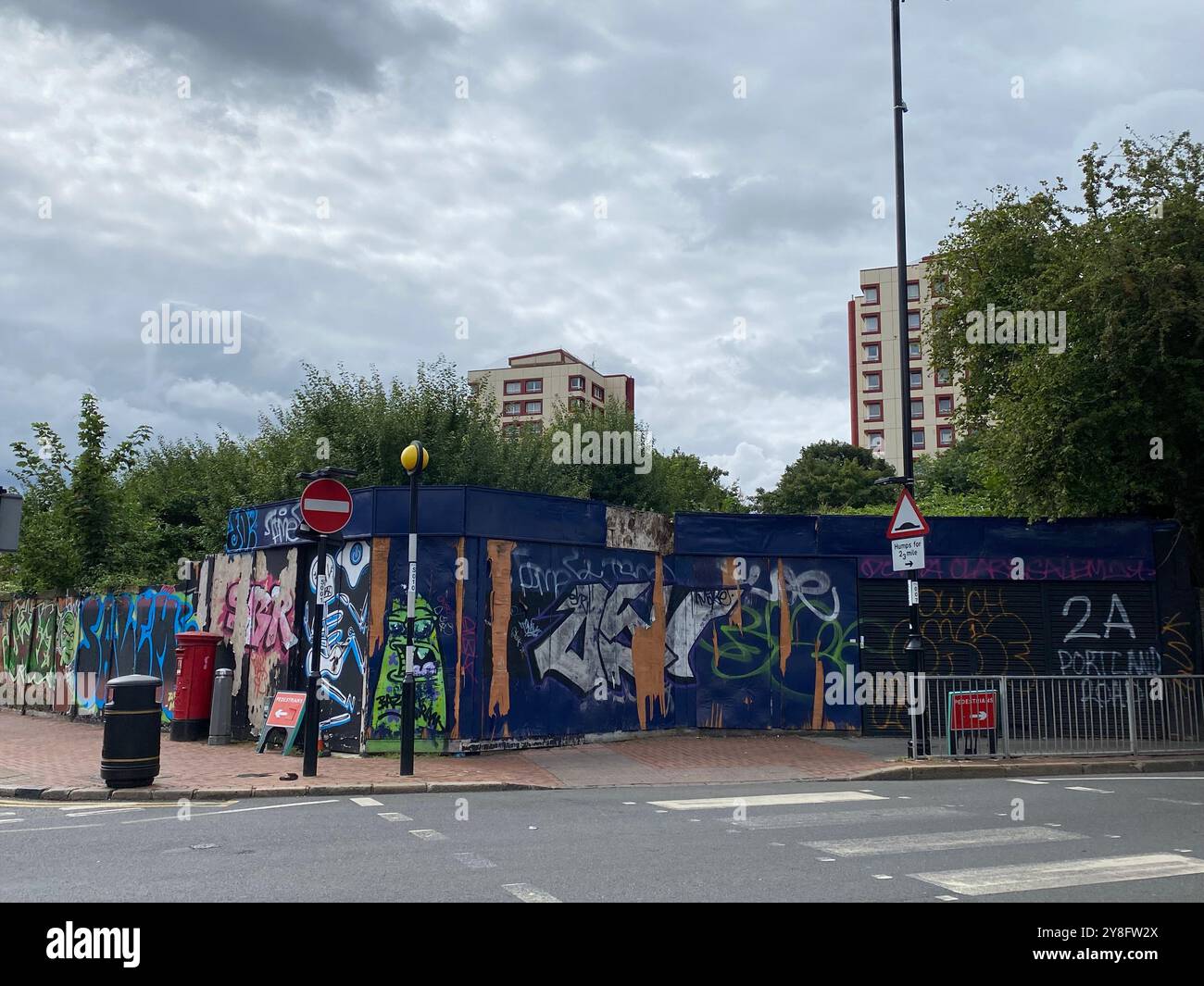 South Norwood high street during lockdown, covid 19,clock tower, Norwood junction, London, SE25, U.K. - Smartphone Captured Stock Image