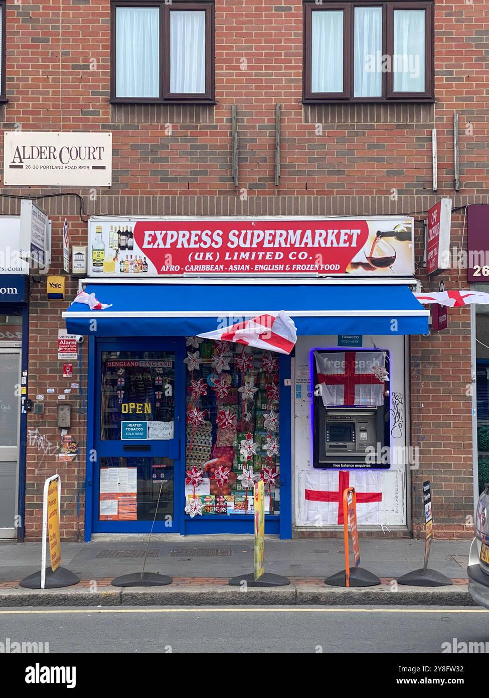 South Norwood high street during lockdown, covid 19,clock tower, Norwood junction, London, SE25, U.K. - Smartphone Captured Stock Image