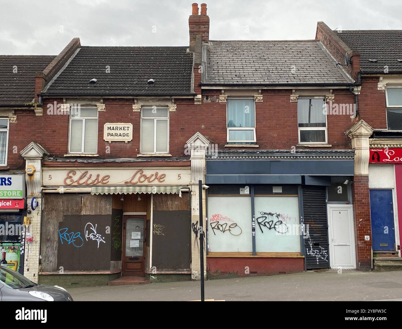 South Norwood high street during lockdown, covid 19,clock tower, Norwood junction, London, SE25, U.K. - Smartphone Captured Stock Image