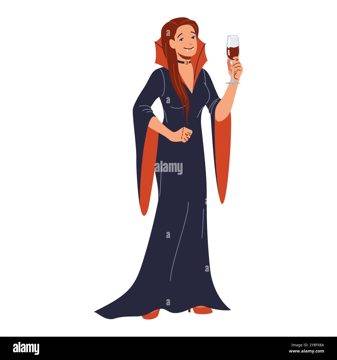 Young woman in vampire costume flat vector illustration Stock Vector ...