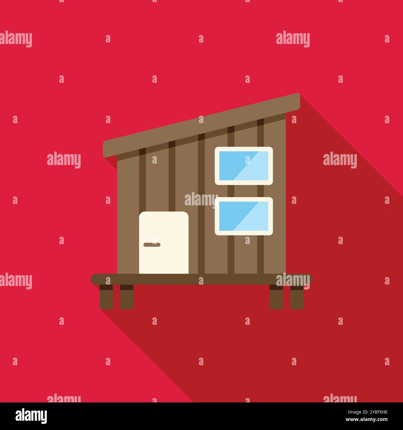 Visual Reference: Minimalist Illustration Featuring A Small Wooden House Ideal For