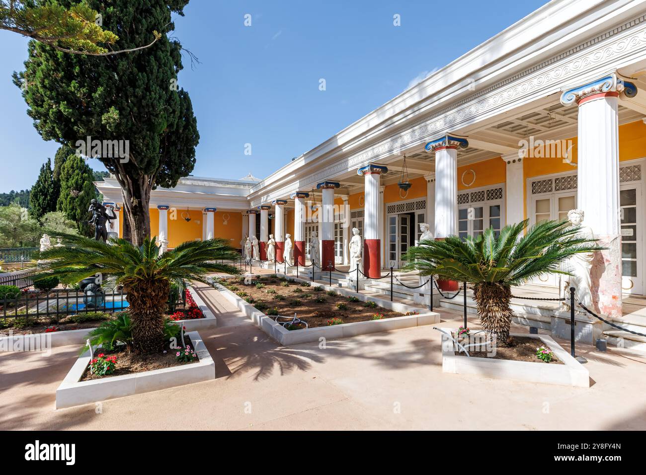 Achilleion palace built for Empress Elisabeth Sisi of Austria vacation on Corfu island in Greece Stock Photo