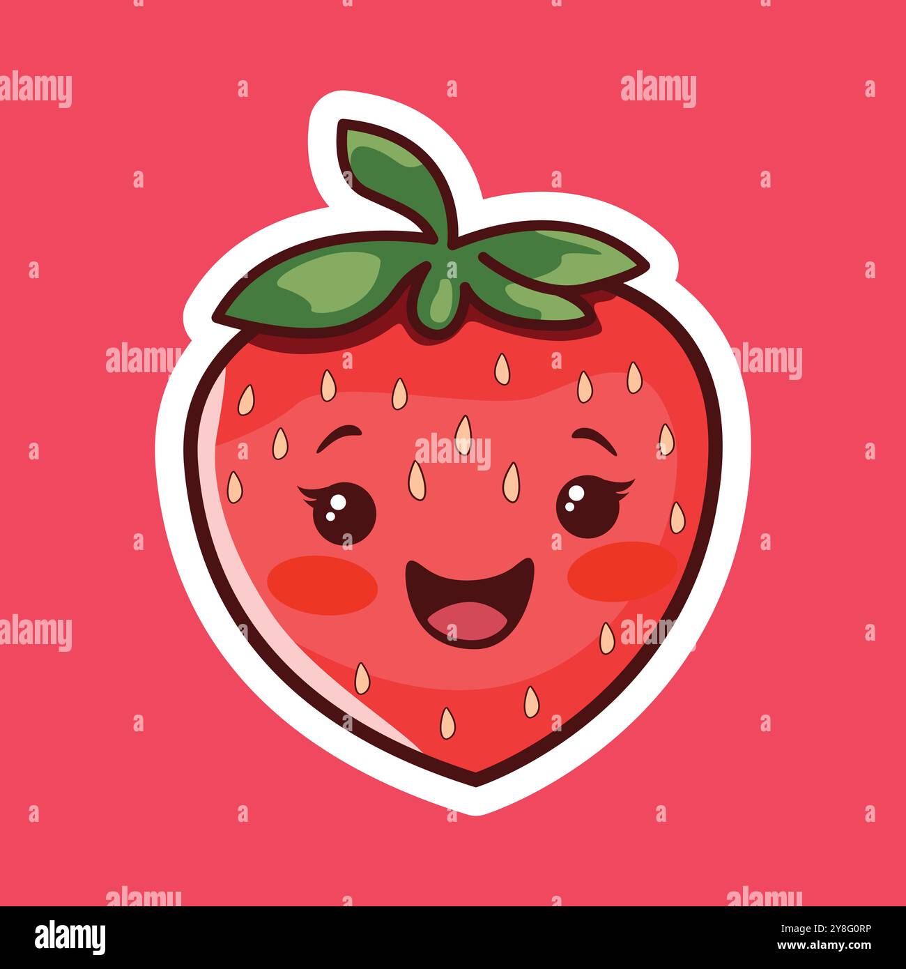 Cute and Vibrant Strawberry Vector Sticker Design Stock Vector Image ...