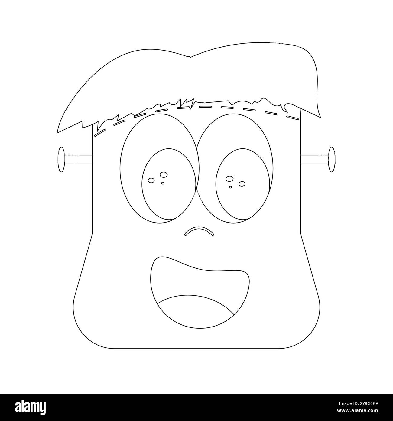 Fun and simple Frankenstein monster coloring page for kids. Perfect for Halloween activities and spooky fun. Stock Vector