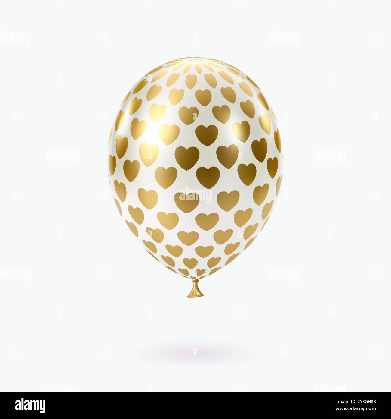 White gold balloon. Luxury realistic balloons. Heart pattern Stock ...