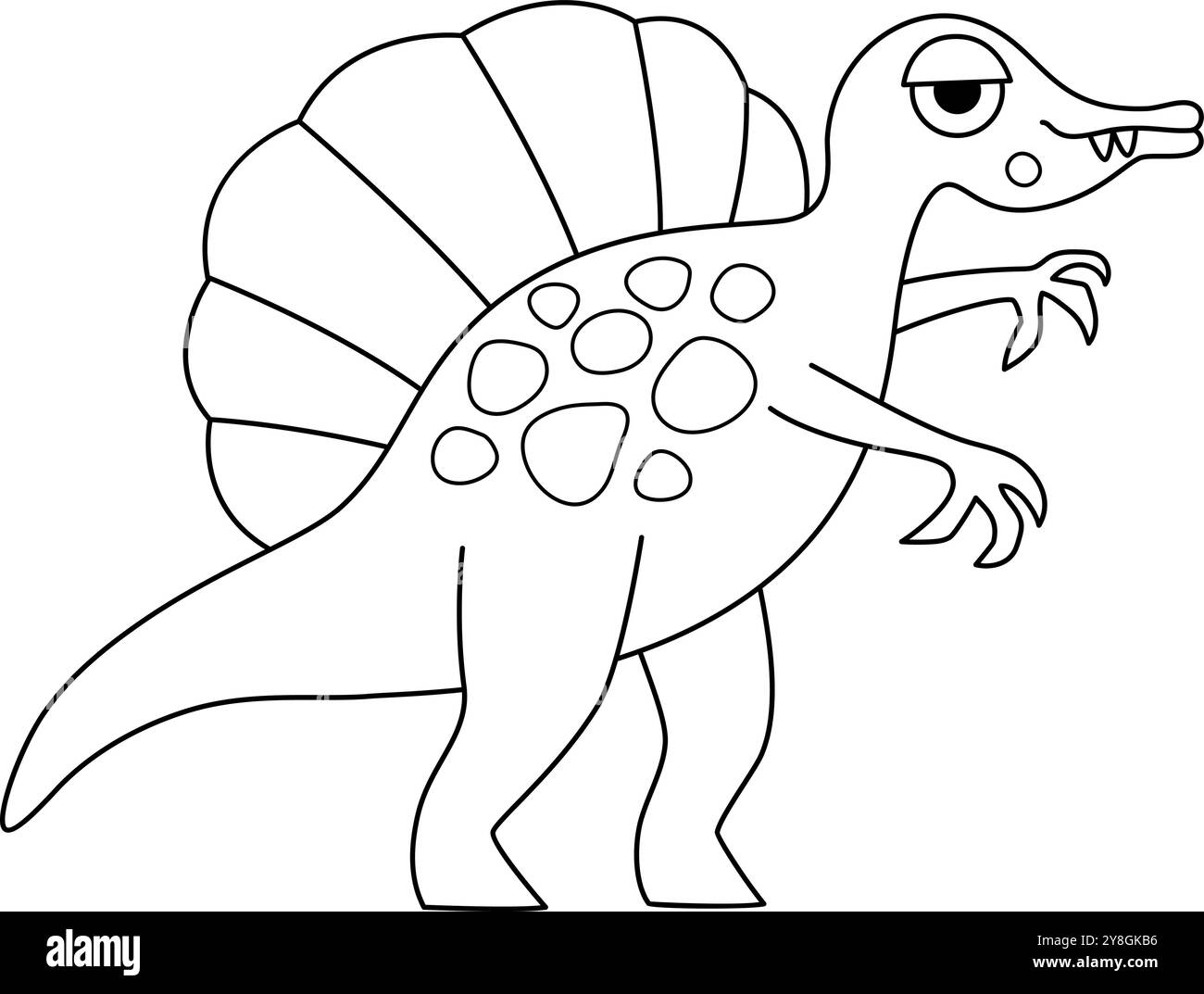 Vector black and white spinosaurus icon. Cute dinosaur line ...