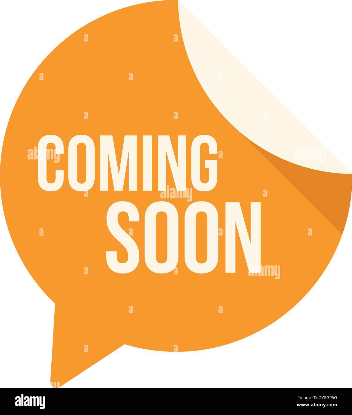 Orange speech bubble announcing a new product launch coming soon Stock Vector