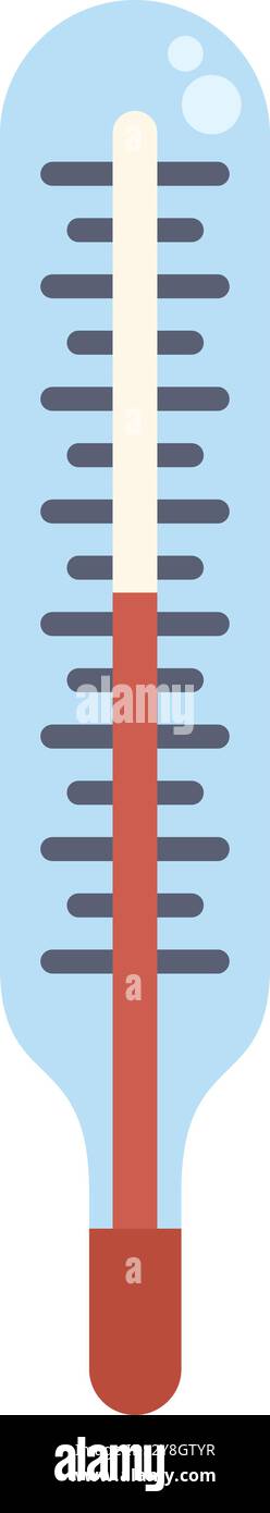 Classic medical mercury thermometer showing high temperature on white