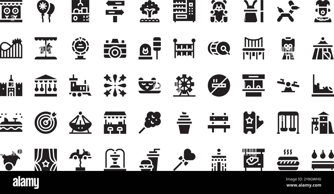 Amusement park icons . High-Quality Vector Icons Collection with ...