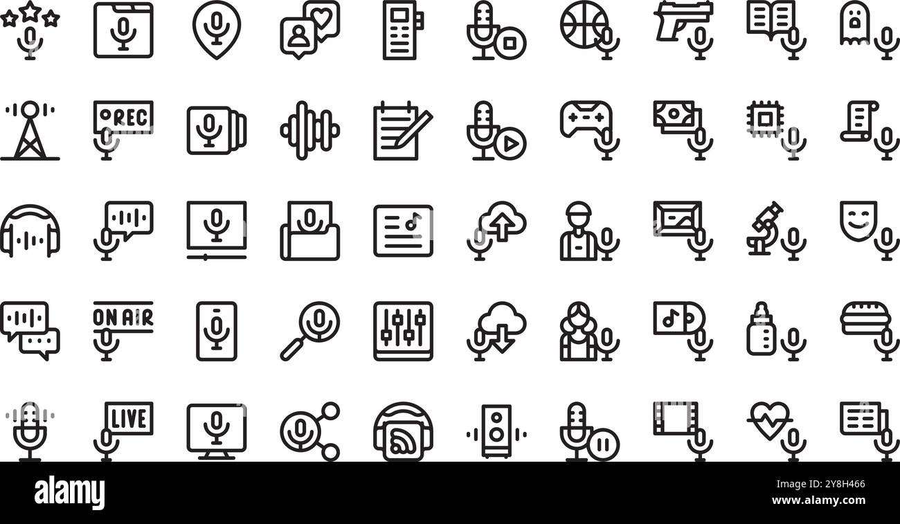 Podcast icons High-Quality Vector Icons Collection with Editable Stroke. Ideal for Professional and Creative Projects. Stock Vector
