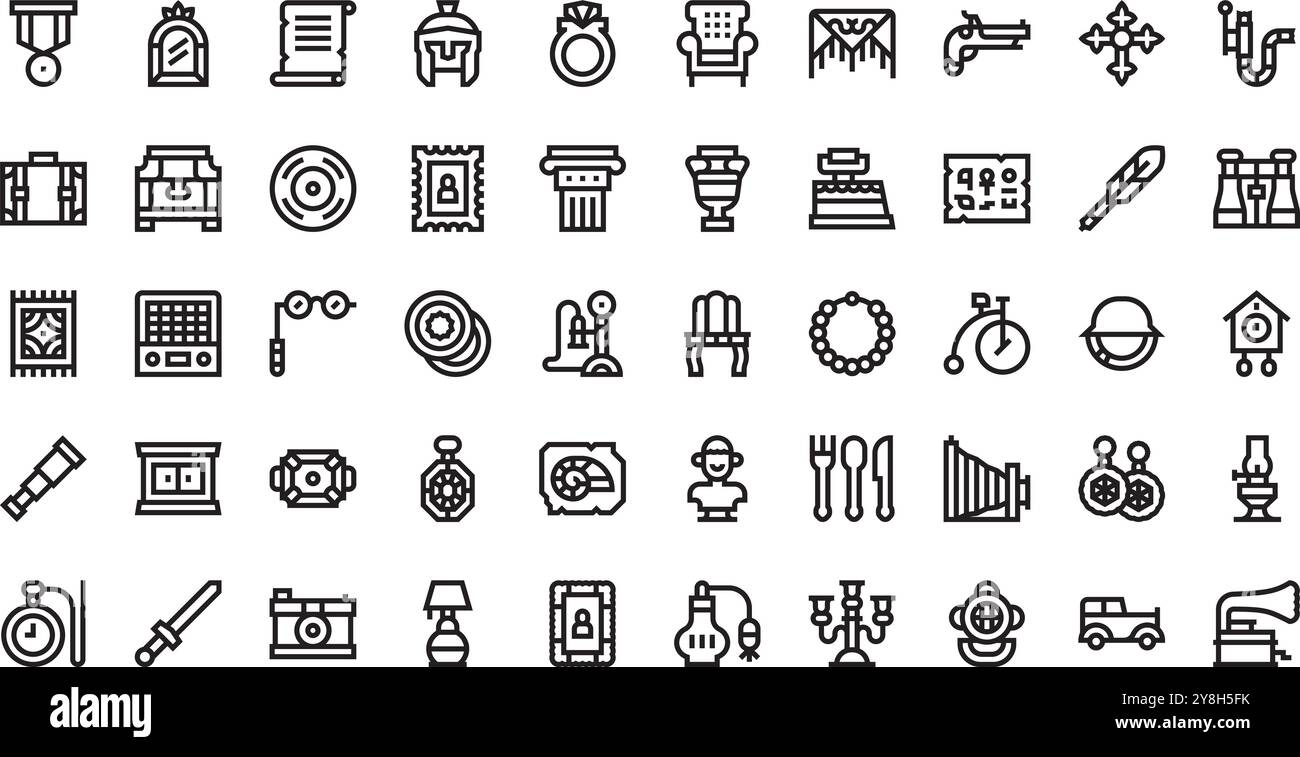 Antiques icons High-Quality Vector Icons Collection with Editable Stroke. Ideal for Professional and Creative Projects. Stock Vector