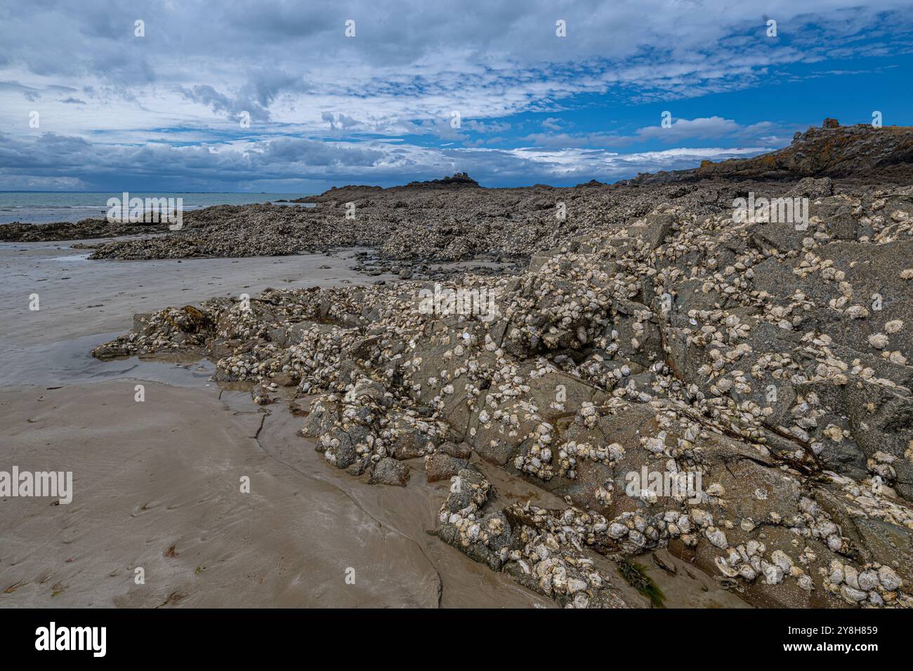 Rock Formations at the Plage de Caroual in Brittany, France Stock Photo ...