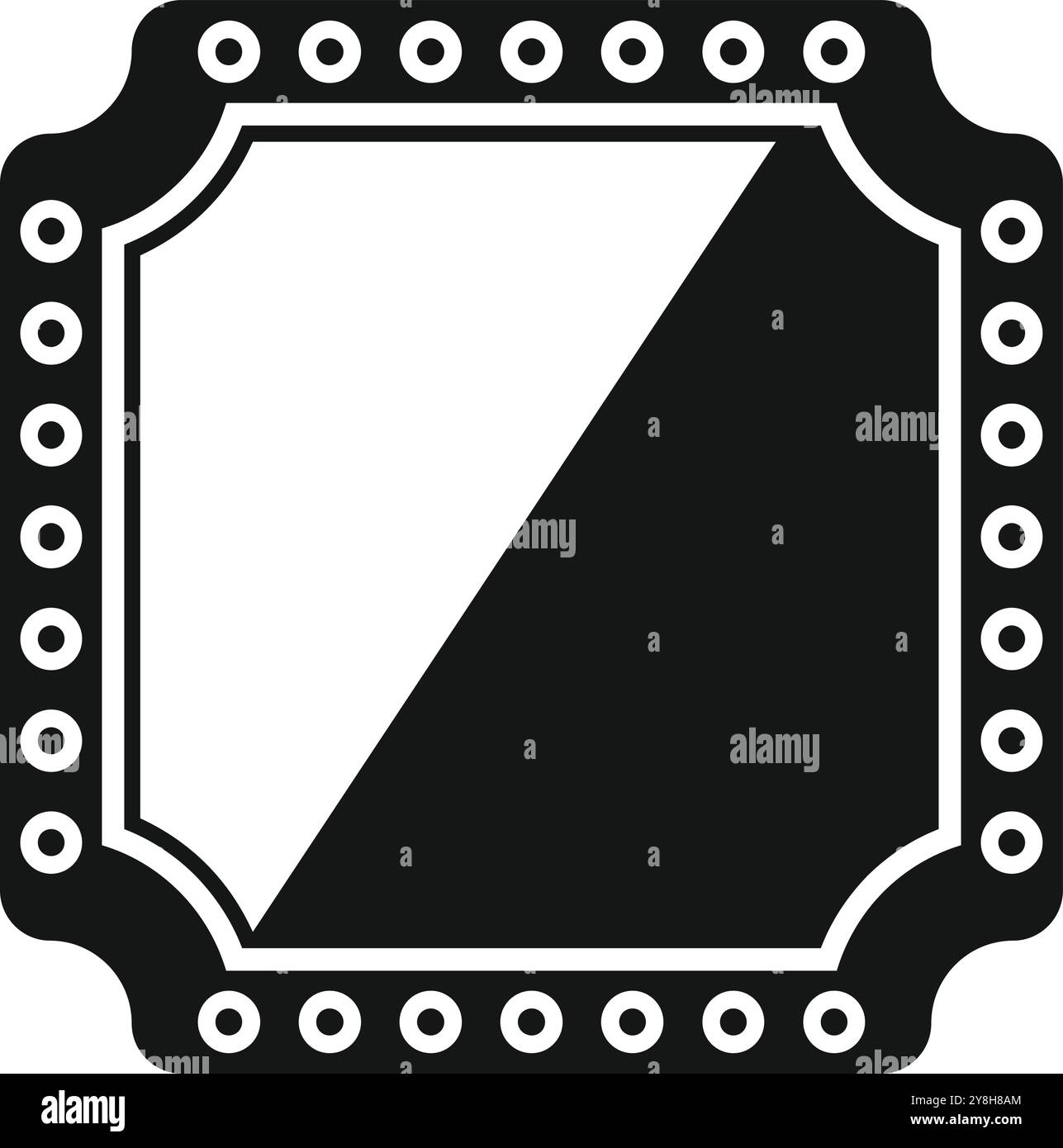 Simple black and white square frame with rounded corners and circle ...