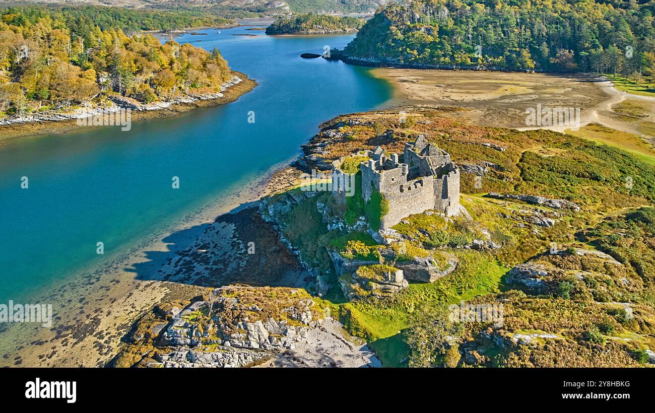 Castle Tioram and Loch Moidart Lochaber Scotland the ruins on a small