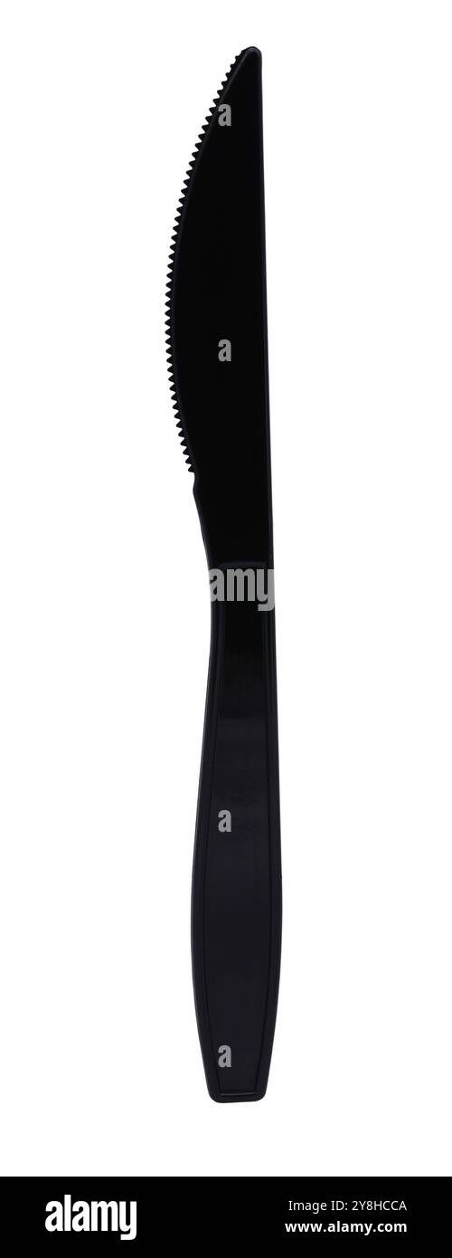 Black plastic knife isolated on white background Stock Photo