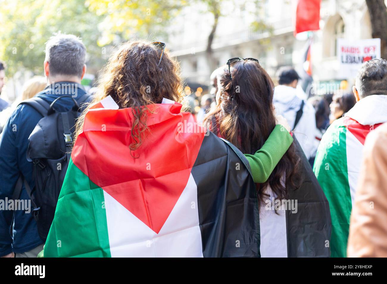 Demonstrators carrying lebanese flags hi-res stock photography and ...