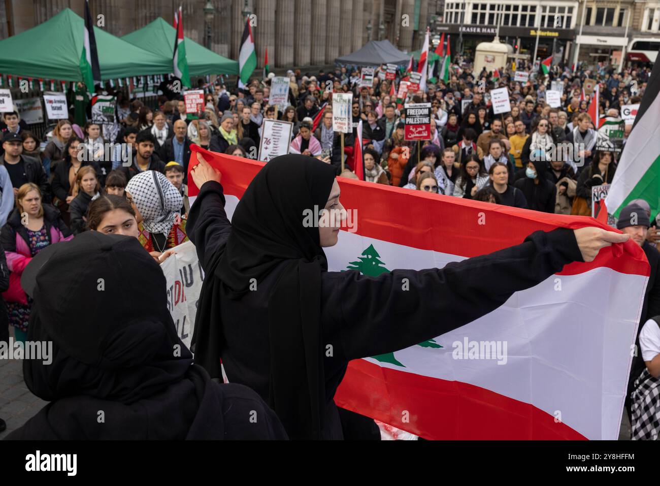 Edinburgh, Scotland, 5th Oct. 2024. Rally showing support for Palestine and Lebanon, organised by Scottish Friends of Palestine and Gaza Genocide Emergency Committee, as the 1-year anniversary of the Hamas and Israel conflict nears, in Edinburgh, Scotland, on 5 October 2024. Credit: Jeremy Sutton-Hibbert/ Alamy Live News. Stock Photo