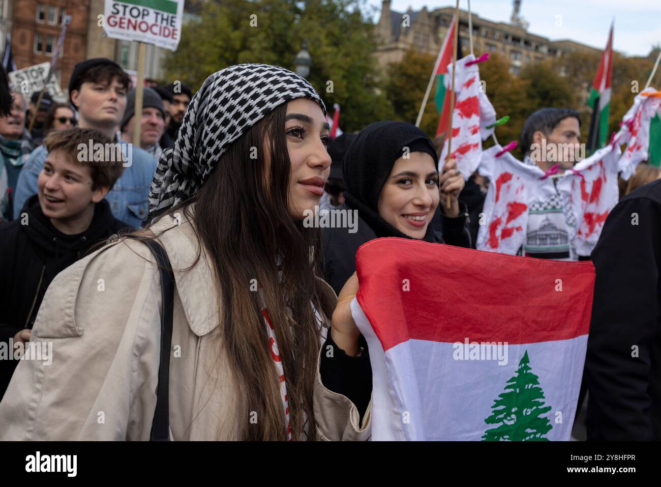 Edinburgh, Scotland, 5th Oct. 2024. Rally showing support for Palestine and Lebanon, organised by Scottish Friends of Palestine and Gaza Genocide Emergency Committee, as the 1-year anniversary of the Hamas and Israel conflict nears, in Edinburgh, Scotland, on 5 October 2024. Credit: Jeremy Sutton-Hibbert/ Alamy Live News. Stock Photo