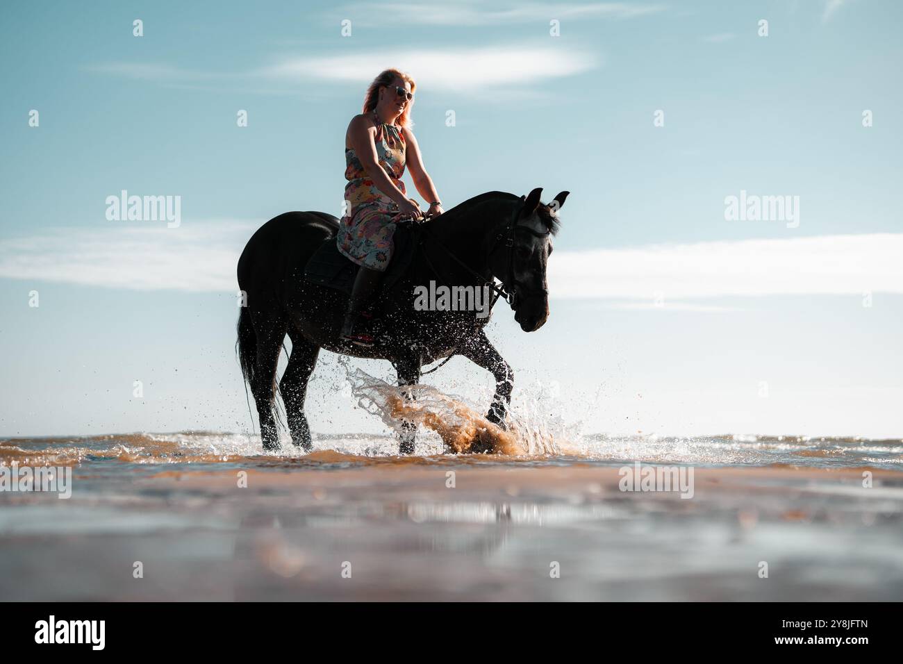 Horse riding on a beach, beautiful woman on horseback Stock Photo - Alamy
