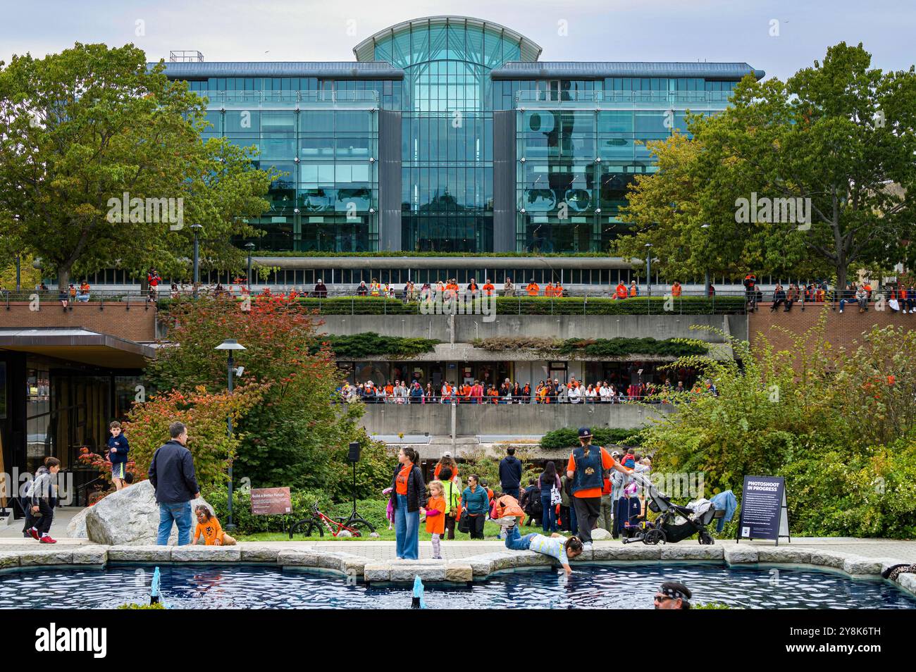 With the UBC Walter C. Koerner Library in the background, participants ...