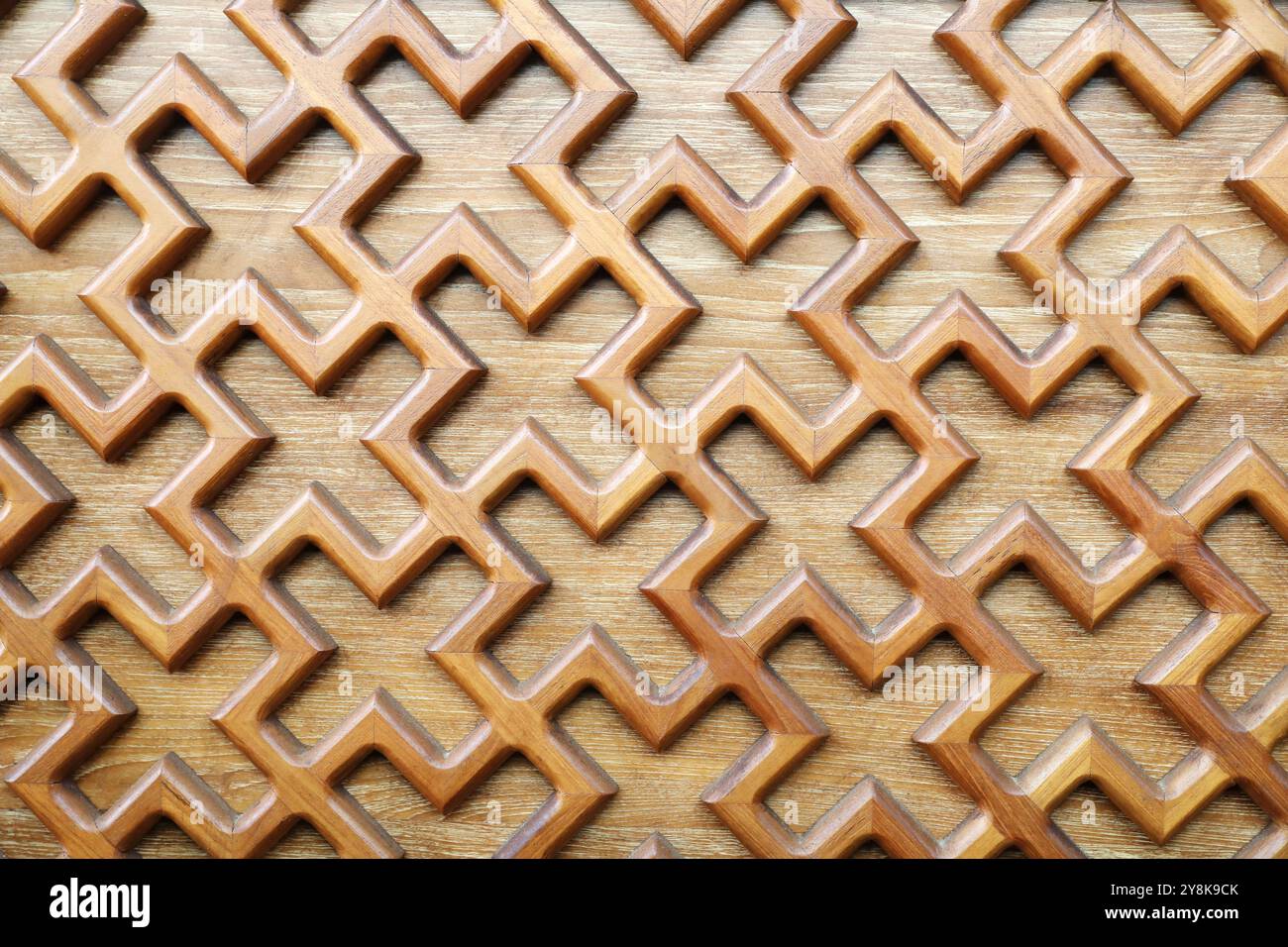 Wooden panel decorated with Chinese style pattern Stock Photo