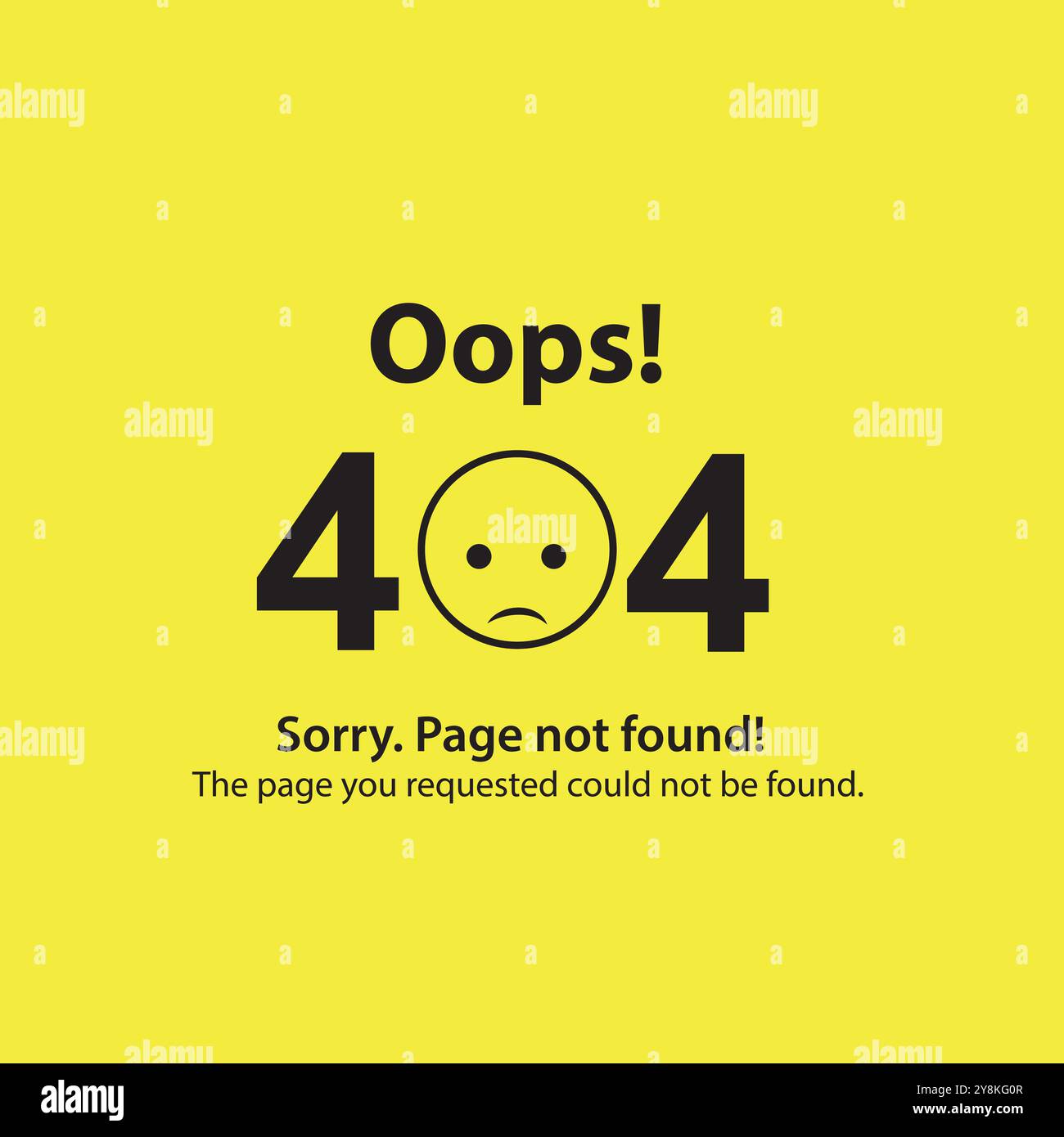 404 error page not found. Emoji sad smile. Vector