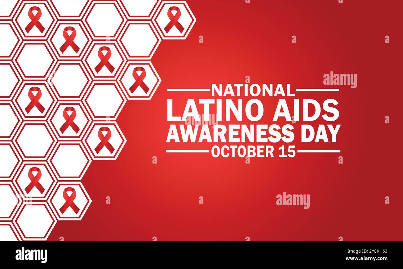 National Latino Aids Awareness Day wallpaper with shapes and typography, banner, card, poster, template. National Latino Aids Awareness Day Stock Vector